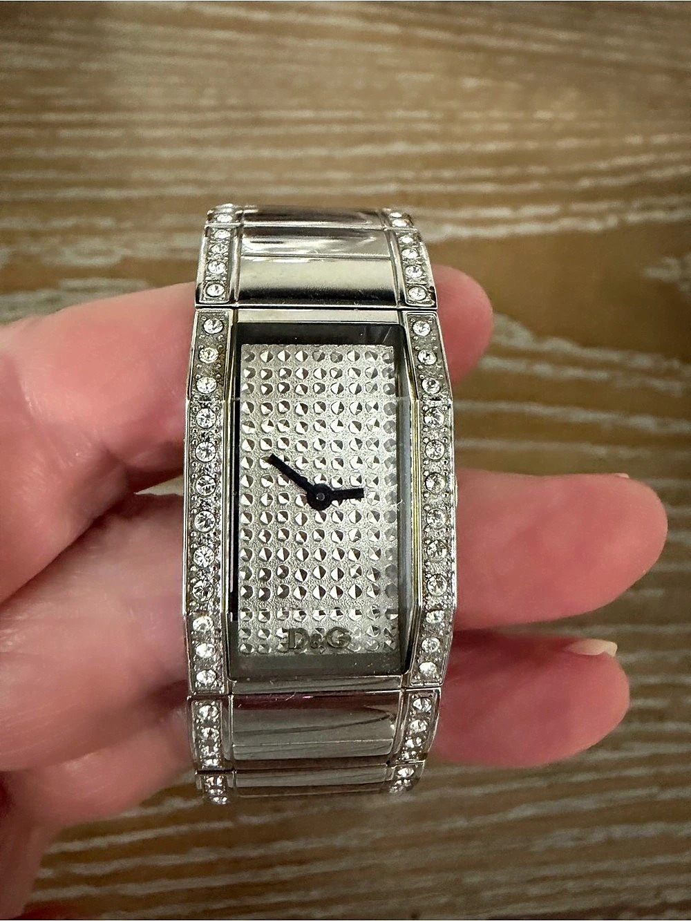 D&G Crystal-Set Silver-Tone Watch